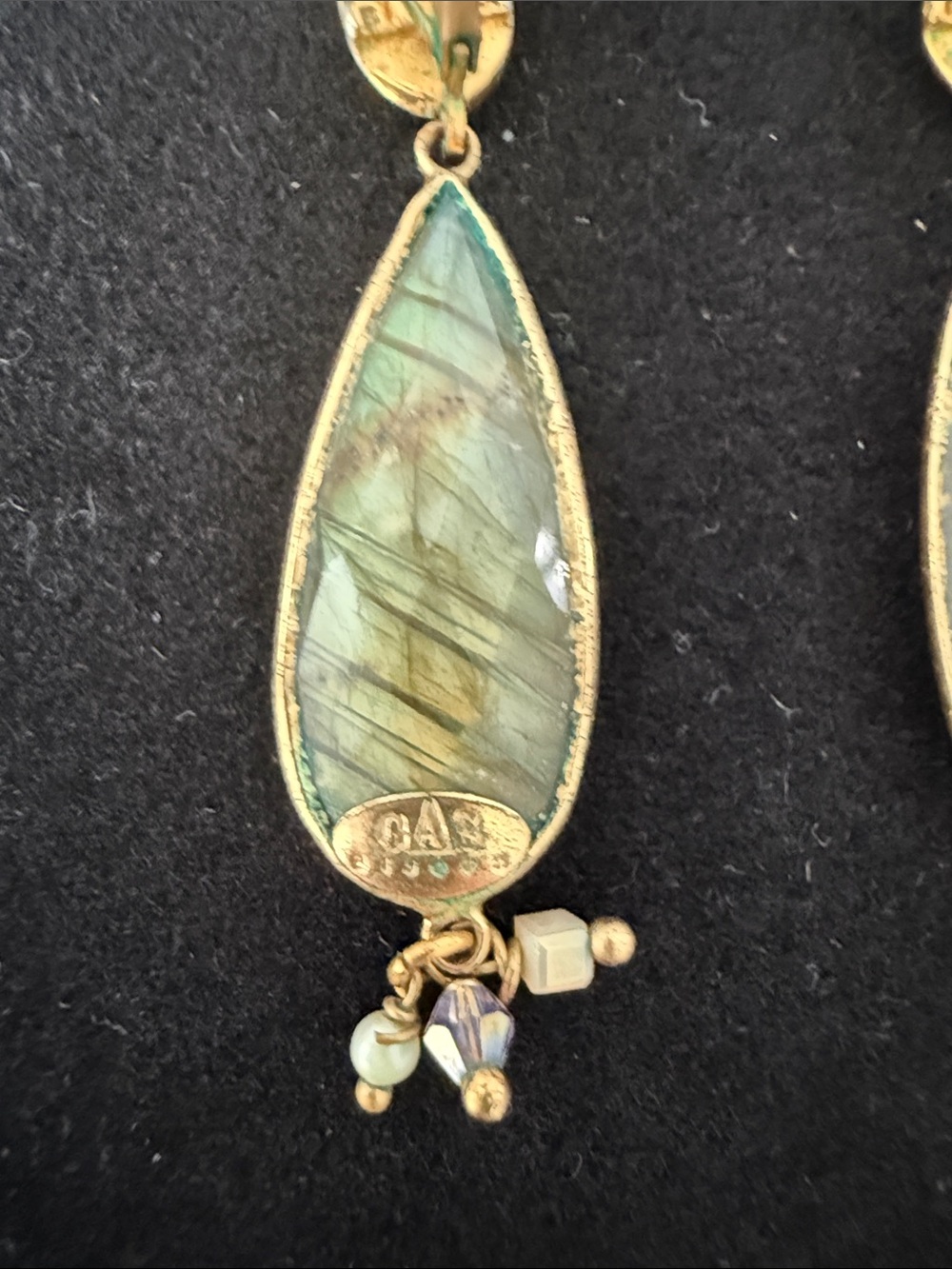 GAS Bijoux Gold-Tone Labradorite Dangle Leverback Earrings - Picture 4 of 5